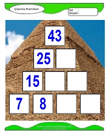 Çıkarma Pramidi Çalışma Sayfaları